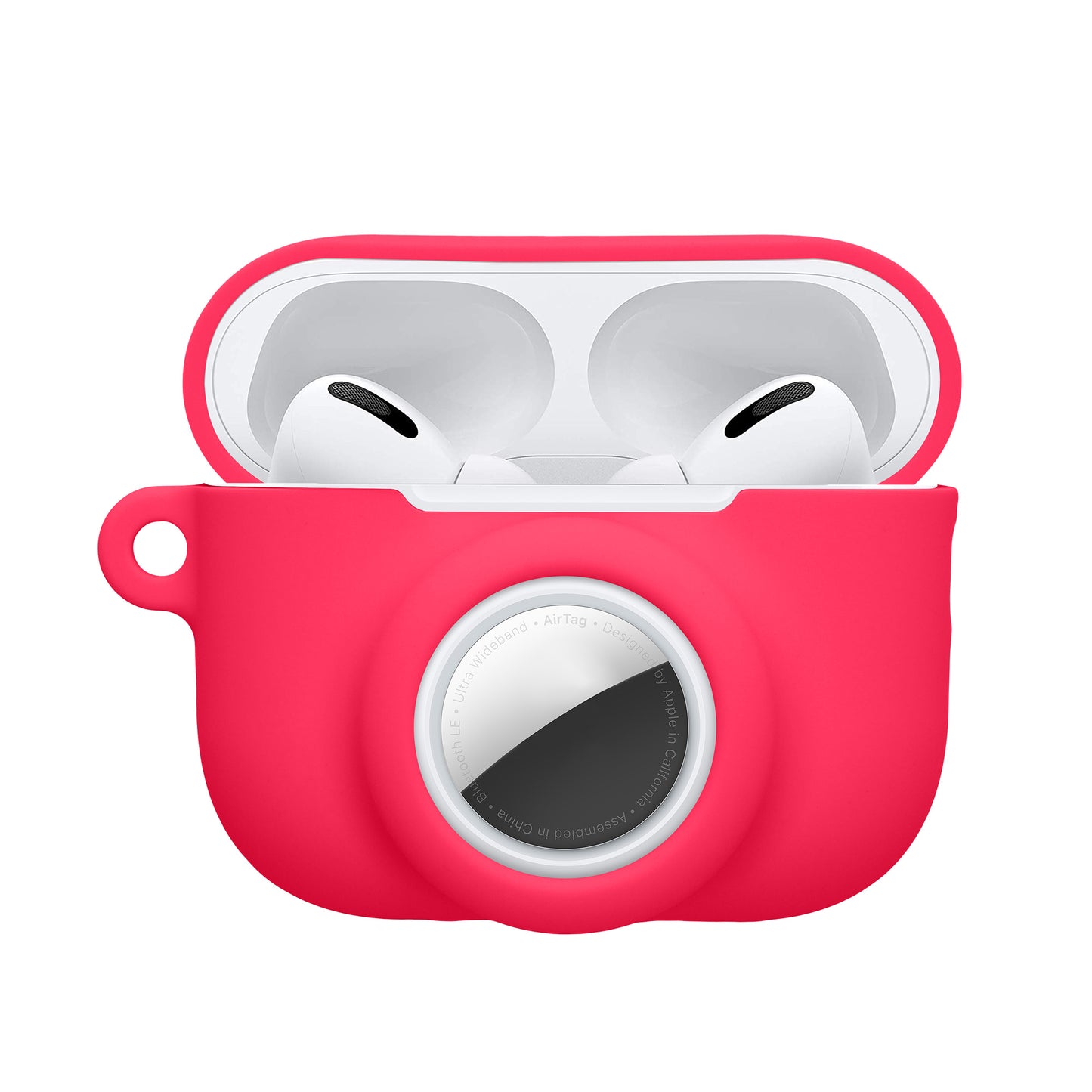 kwmobile 2-in1 Hülle kompatibel mit Apple Airpods Pro 3 - Kopfhörer Case kompatibel mit Airtag - Weiches Silikon Cover - Schutzhülle mit Karabiner - Neon Pink Neon Pink  