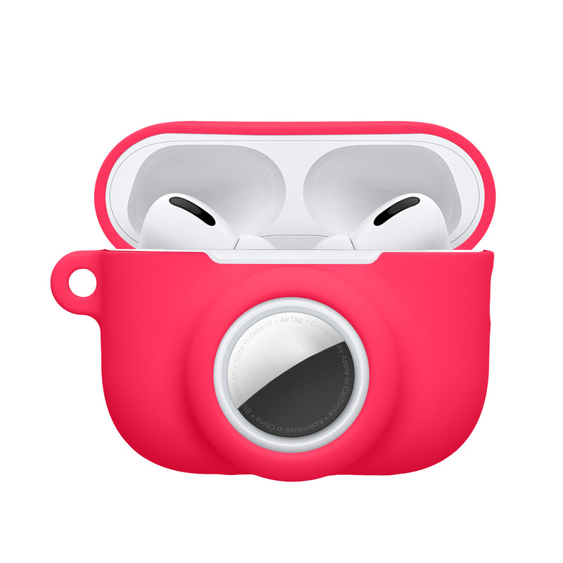 kwmobile 2-in1 Hülle kompatibel mit Apple Airpods Pro 3 - Kopfhörer Case kompatibel mit Airtag - Weiches Silikon Cover - Schutzhülle mit Karabiner - Neon Pink Neon Pink  