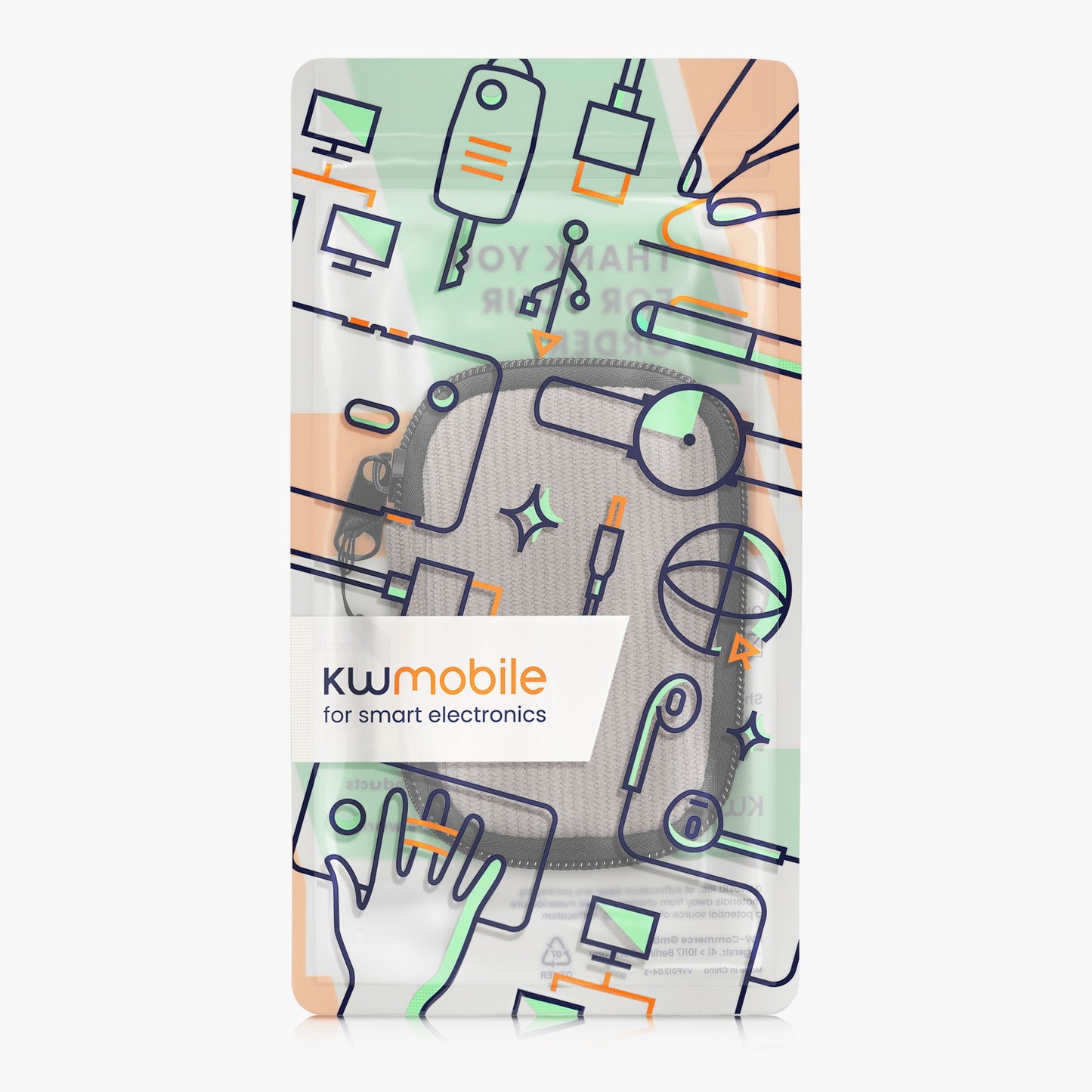 kwmobile In-Ear Kopfhörer Tasche kompatibel mit in-ear Headphones Hülle - Cord Cover Case - 6 x 9 cm Innenmaße - Etui