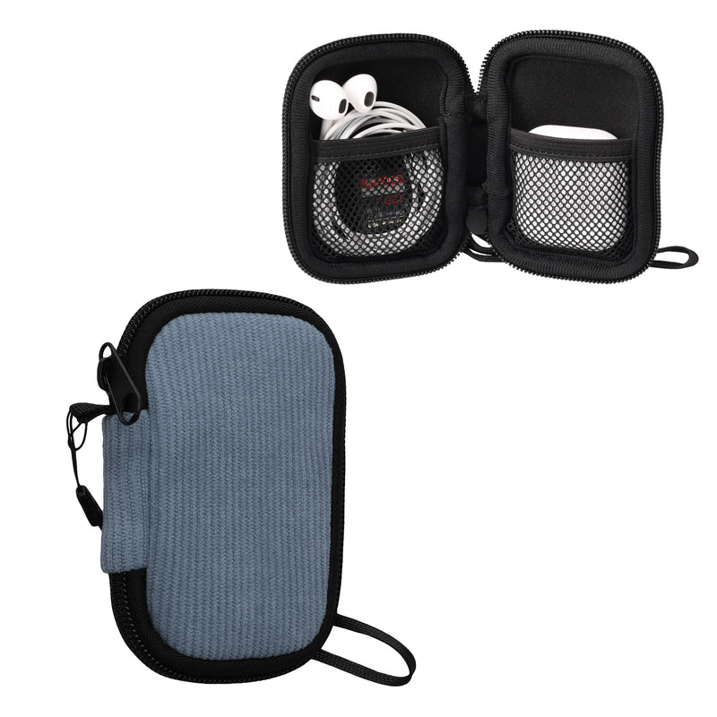kwmobile In-Ear Kopfhörer Tasche kompatibel mit in-ear Headphones Hülle - Cord Cover Case - 6 x 9 cm Innenmaße - Etui in Vintage Blue Vintage Blue  