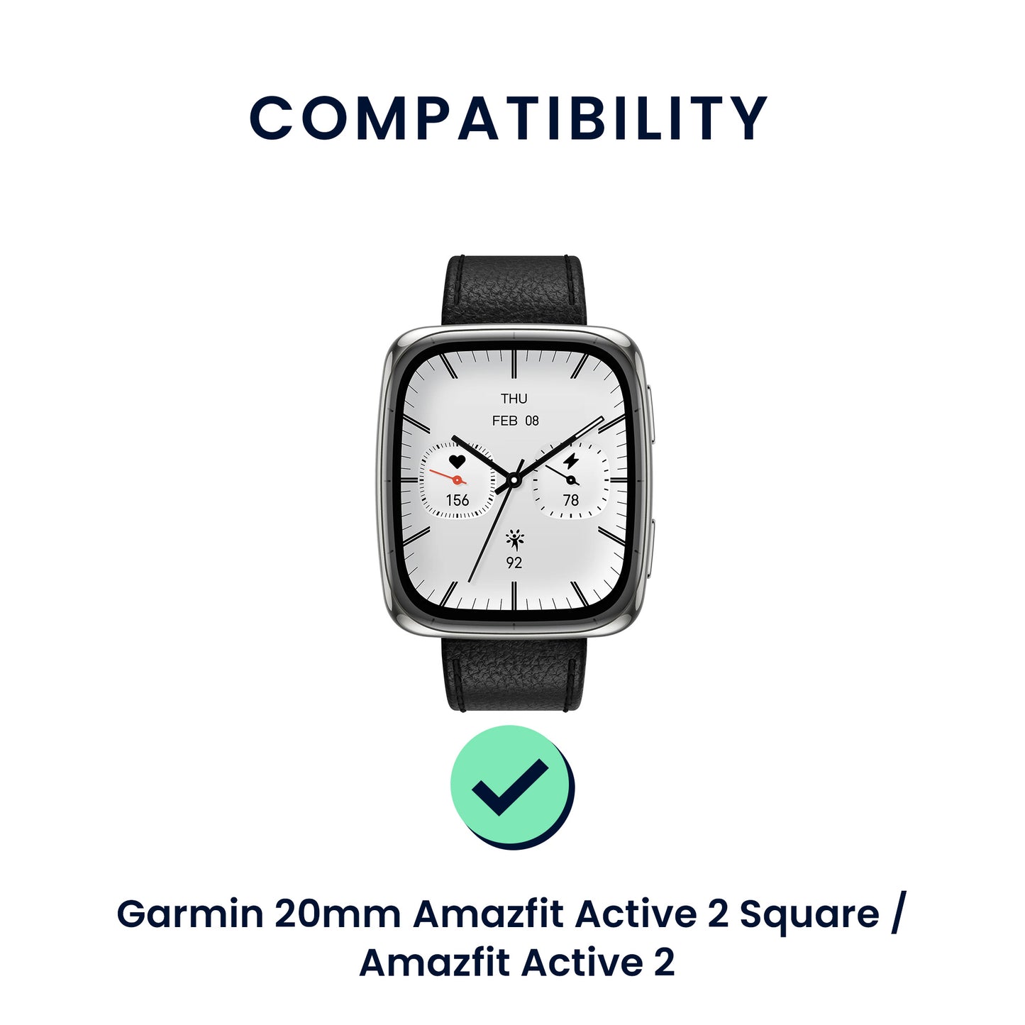 kwmobile Uhrenarmband für Garmin 20mm Amazfit Active 2 Square / Amazfit Active 2 Armband Fitnesstracker Band Set Ersatzarmband Smartwatch
