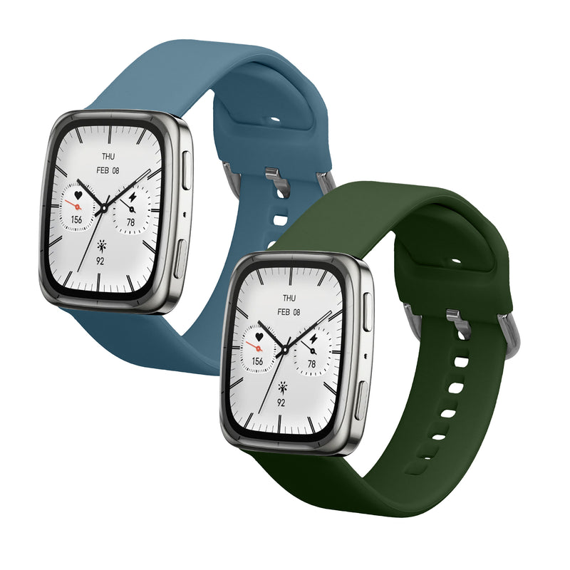 kwmobile 2x Uhrenarmband für Garmin 20mm Amazfit Active 2 Square / Amazfit Active 2 Armband - Fitnesstracker Band Set aus TPU Silikon - Ersatzarmband Smartwatch - Slate Gray Dunkelgrün Slate Gray  [dsg02]