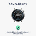 kwmobile Armband kompatibel mit Garmin 22mm Amazfit Balance 2 / Amazfit Helio Fitnesstracker Sportarmband Band Innenmaße von 14 - 22 cm