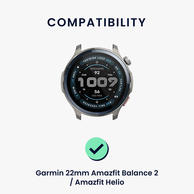 kwmobile Armband kompatibel mit Garmin 22mm Amazfit Balance 2 / Amazfit Helio Fitnesstracker Sportarmband Band Innenmaße von 14 - 22 cm