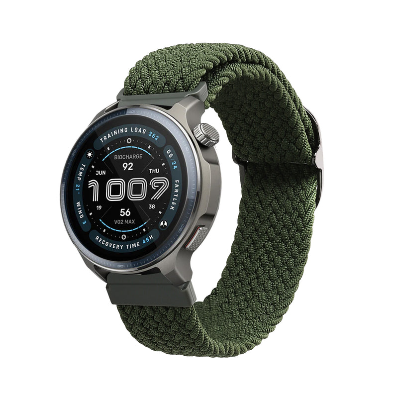 kwmobile Armband kompatibel mit Garmin 22mm Amazfit Balance 2 / Amazfit Helio - Nylon Fitnesstracker Sportarmband Band in Dunkelgrün - Innenmaße von 14 - 22 cm Dunkelgrün  