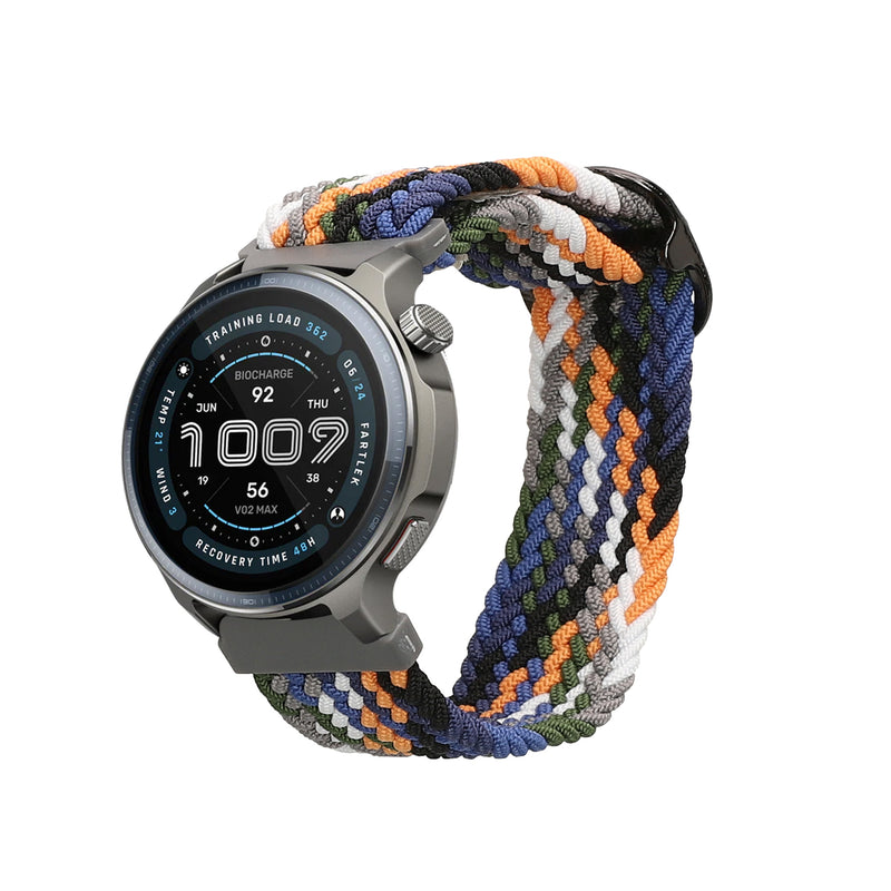 kwmobile Armband kompatibel mit Garmin 22mm Amazfit Balance 2 / Amazfit Helio - Nylon Fitnesstracker Sportarmband Band in Mehrfarbig - Innenmaße von 14 - 22 cm Mehrfarbig  