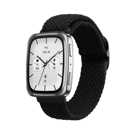 kwmobile Armband kompatibel mit Garmin 20mm Amazfit Active 2 Sqaure / Amazfit Active 2 - Nylon Fitnesstracker Sportarmband Band in Schwarz - Innenmaße von 14 - 22 cm Schwarz  