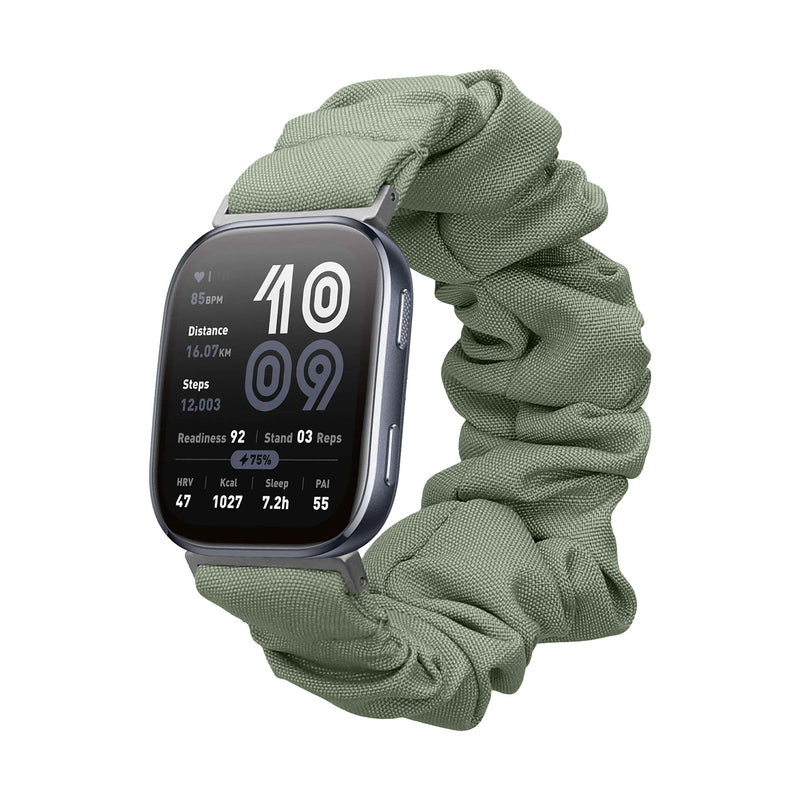 kwmobile Ersatz Armband kompatibel mit Amazfit Bip 6 - Smartwatch Scrunchie Haargummi Design Grün - Innenmaße 14 - 19 cm Grün  