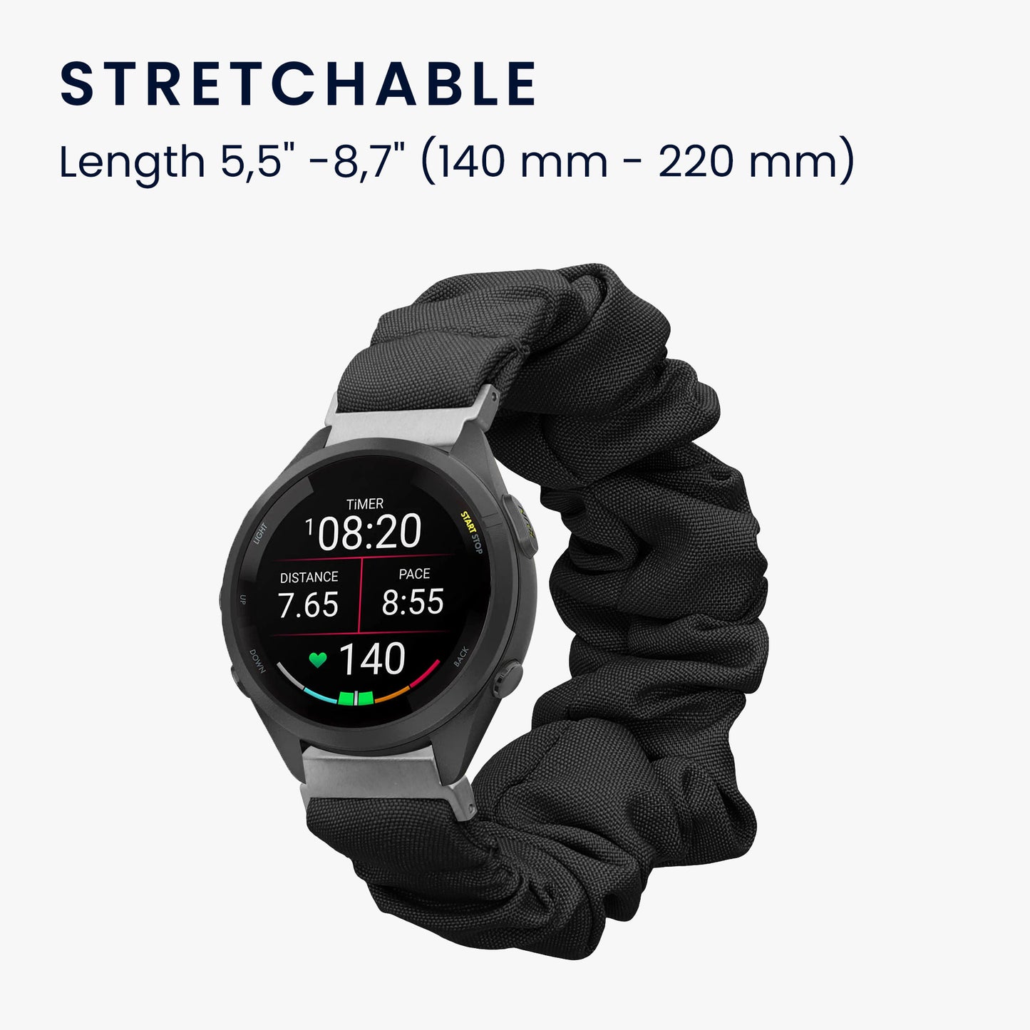 kwmobile Ersatz Armband kompatibel mit Garmin Venu 3S / Venu 2S / vivoactive 4S / Forerunner 265S 255S - Smartwatch Scrunchie Haargummi Design - Innenmaße 14 - 19 cm