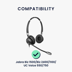 kwmobile Ohr Polster für Jabra Biz 1500 / Biz 2400 / 1100 / UC Voice 550 / 750 Ohrpolster Ersatzteile Kopfhörer