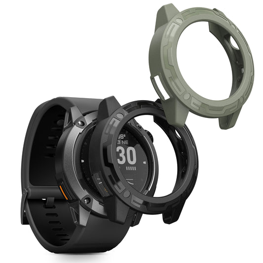 kwmobile 2x Sport Schutzhülle kompatibel mit COROS NOMAD Hülle - Silikon Cover klar - Case ohne Tracker - Schwarz Dunkelgrün Schwarz  [dsg01]