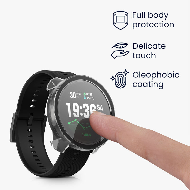 kwmobile Glas Hülle für Suunto RACE 2 Schutzhülle Fullbody Fitnesstracker Case Set