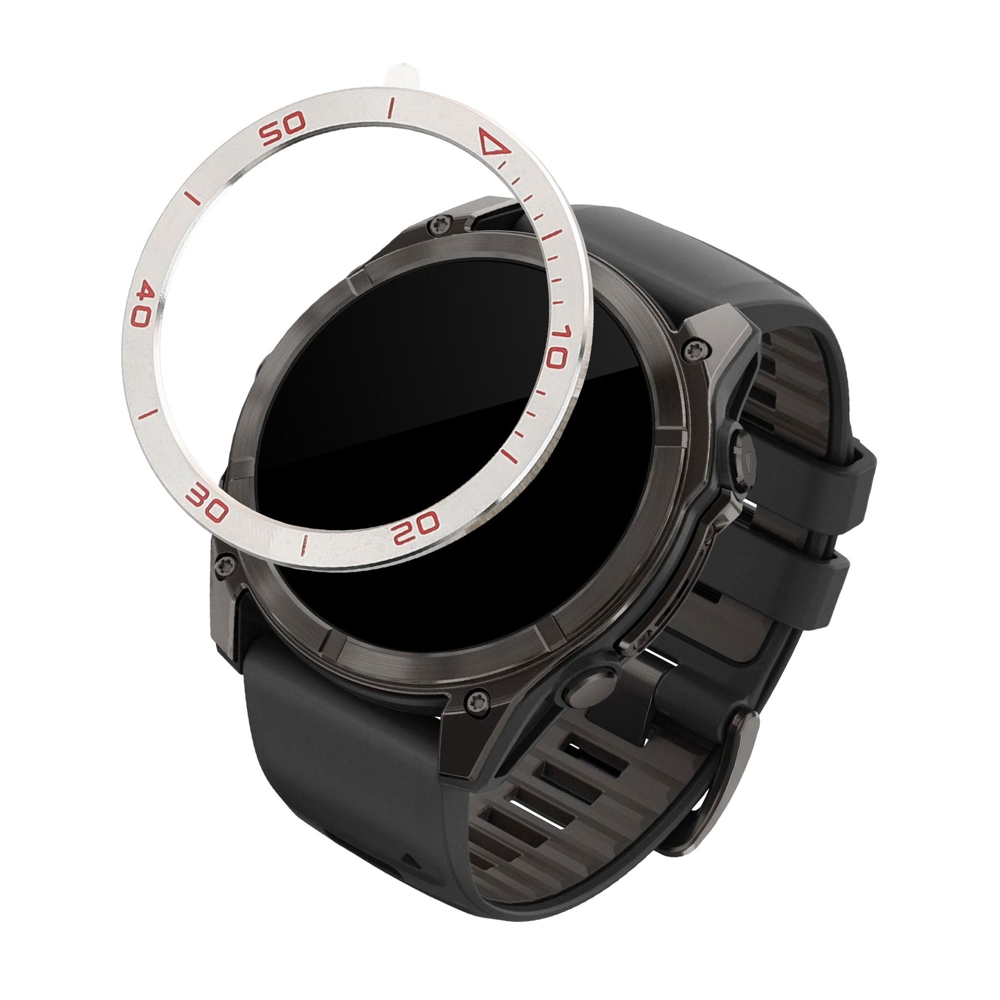 kwmobile Schutzring kompatibel mit Garmin Fenix 8 51mm AMOLED Fitnesstracker - Bezel Ring Lünette in Silber Rot Silber  [dsg02]