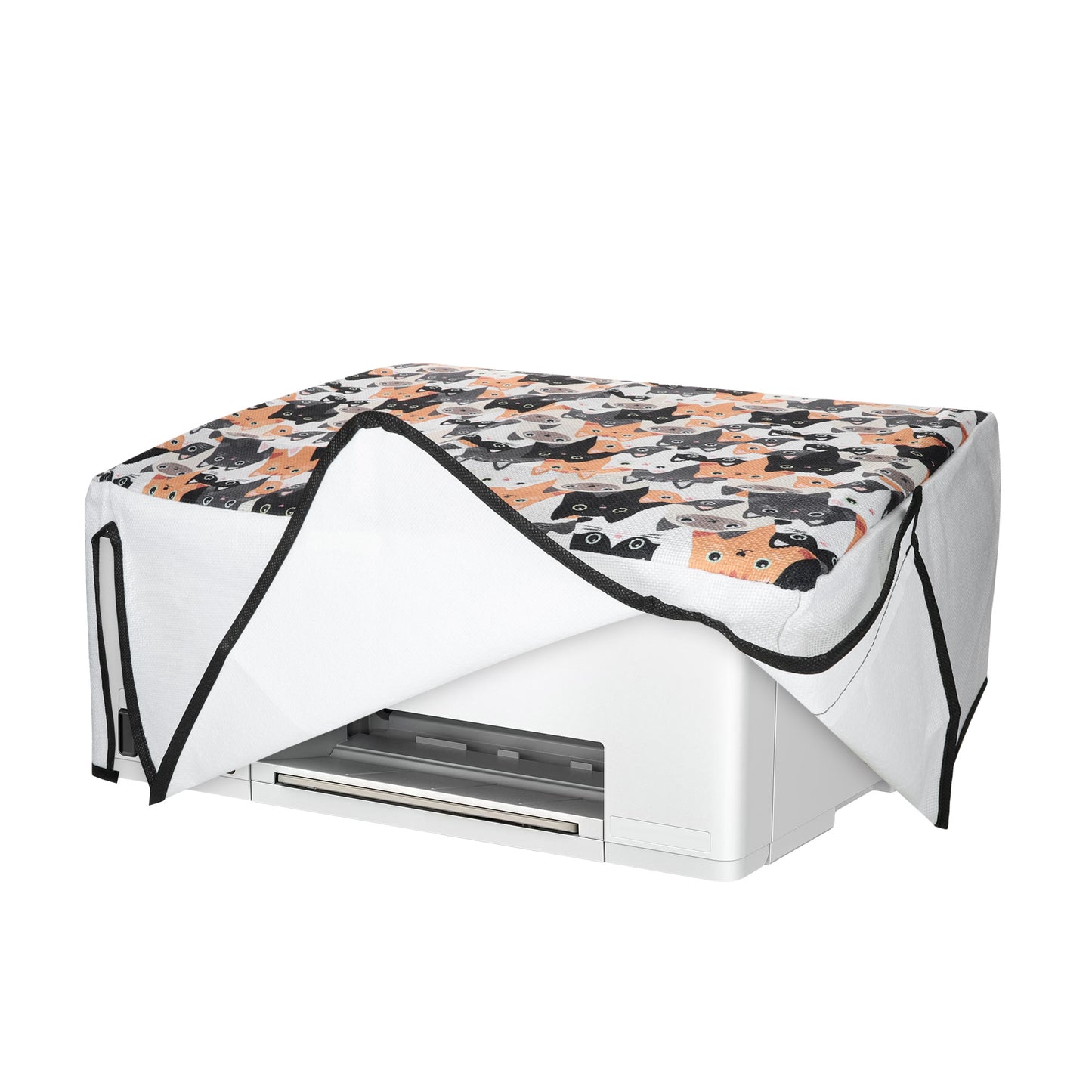kwmobile Leinen Cover kompatibel mit HP Smart Tank 7005 / Smart Tank 5000 Hülle - Tasche für Drucker - Staubschutzhülle Schutzhaube Schutzhülle - Orange Schwarz Weiß Orange  [dsg01]