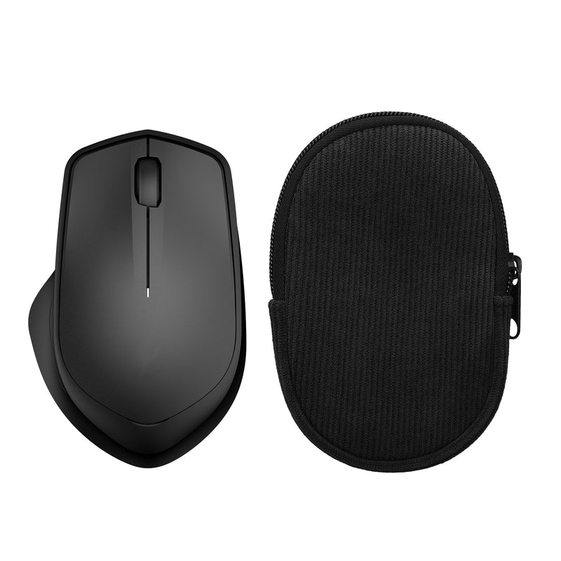 kwmobile Maus Tasche kompatibel mit HP 280M Silent / Logitech M705 Hülle - Case für Bluetooth Maus aus robustem Cord und Neopren Stoff - Schwarz Schwarz  