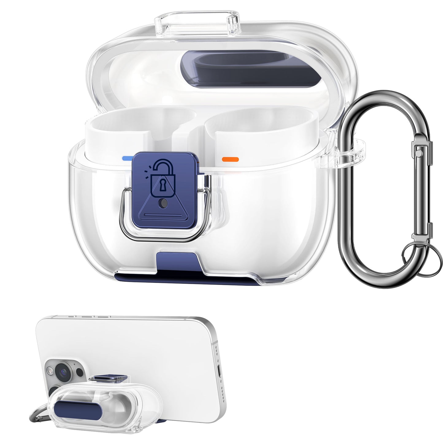 kwmobile transparentes Kopfhörer Case kompatibel mit Samsung Galaxy Buds 3 / Galaxy Buds 3 Pro Hülle - Headphones TPU Cover mit Standfunktion und Sicherheitsverschluss - Transparent Transparent  