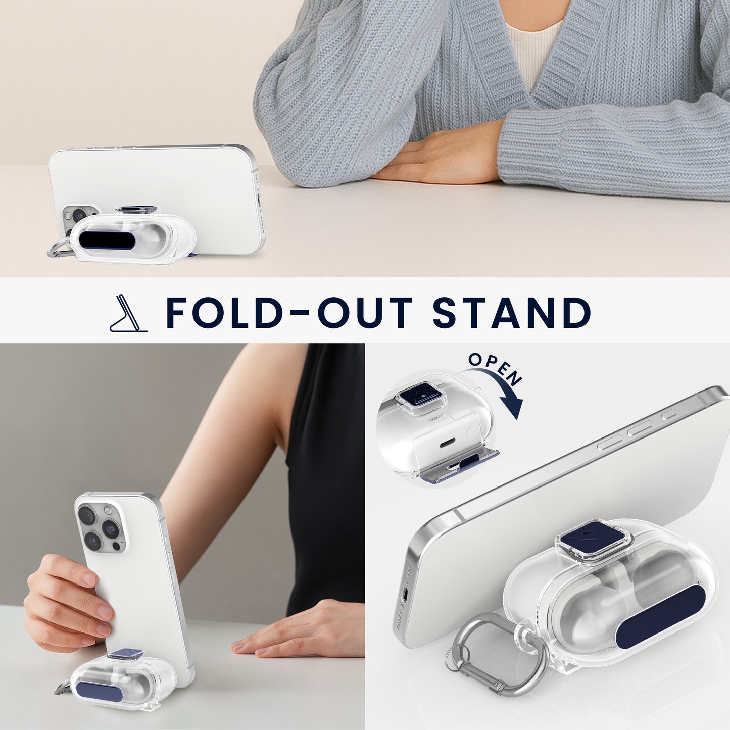 kwmobile Kopfhörer Case kompatibel mit Samsung Galaxy Buds 3 / Galaxy Buds 3 Pro Hülle mit Standfunktion und Sicherheitsverschluss