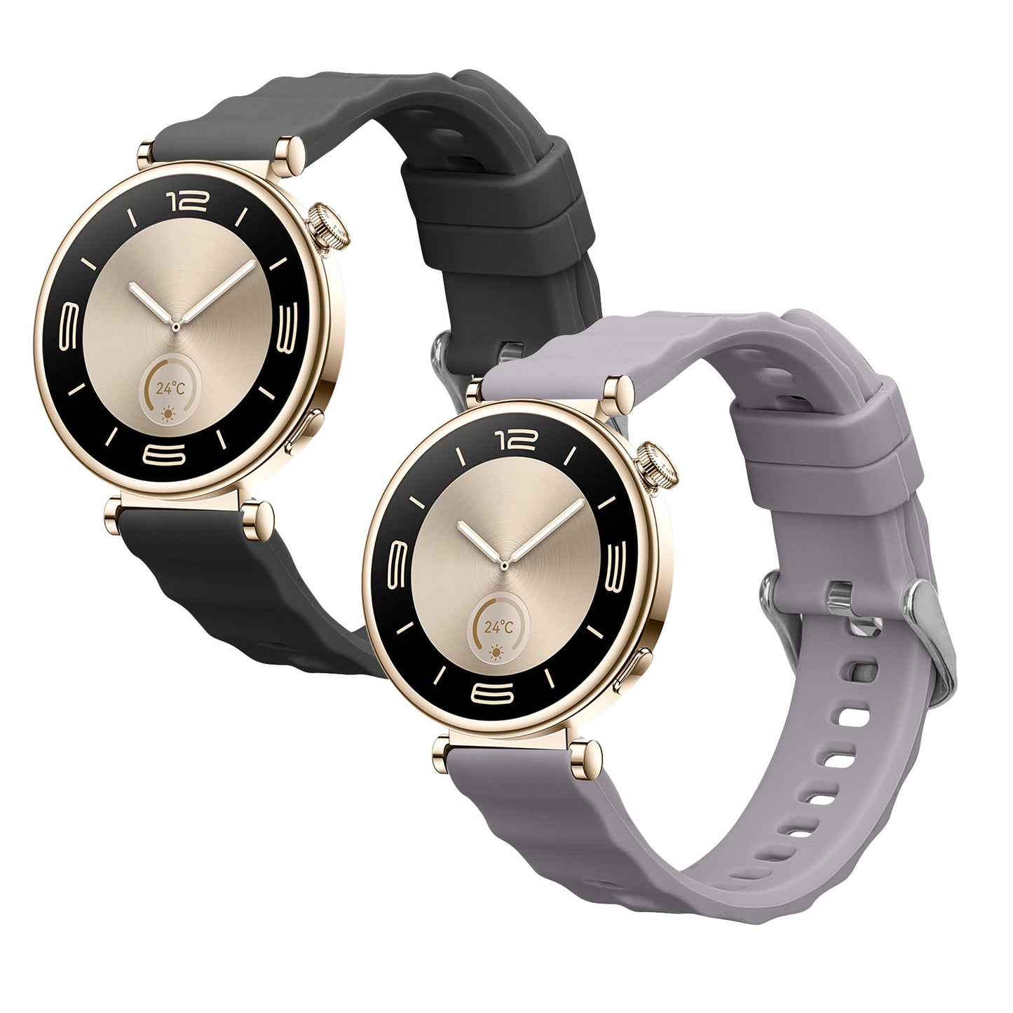 kwmobile 2x Uhrenarmband für Huawei Watch GT6 41mm / GT5 Pro 42mm / GT5 41mm / GT4 41mm Armband - Fitnesstracker Band Set aus TPU Silikon - Ersatzarmband Smartwatch - Grau Lavendel Grau  [dsg02]