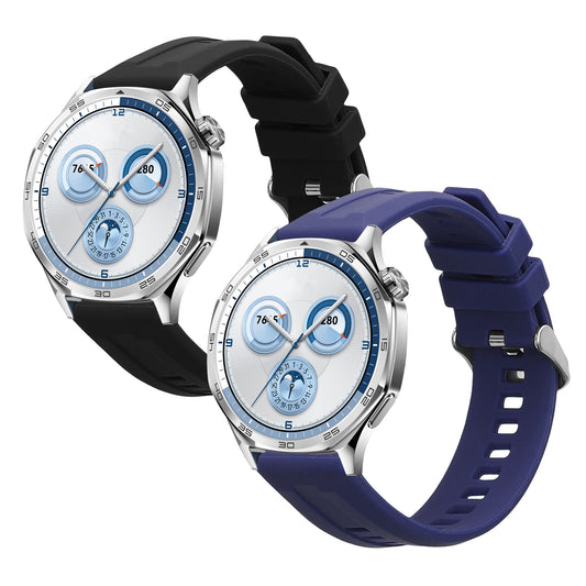 kwmobile 2x Uhrenarmband für Huawei Watch GT6 Pro 46mm / GT6 46mm / GT5 Pro 46mm / GT5 46mm Armband - Fitnesstracker Band Set aus TPU Silikon - Ersatzarmband Smartwatch - Schwarz Dunkelblau Schwarz  [dsg01]