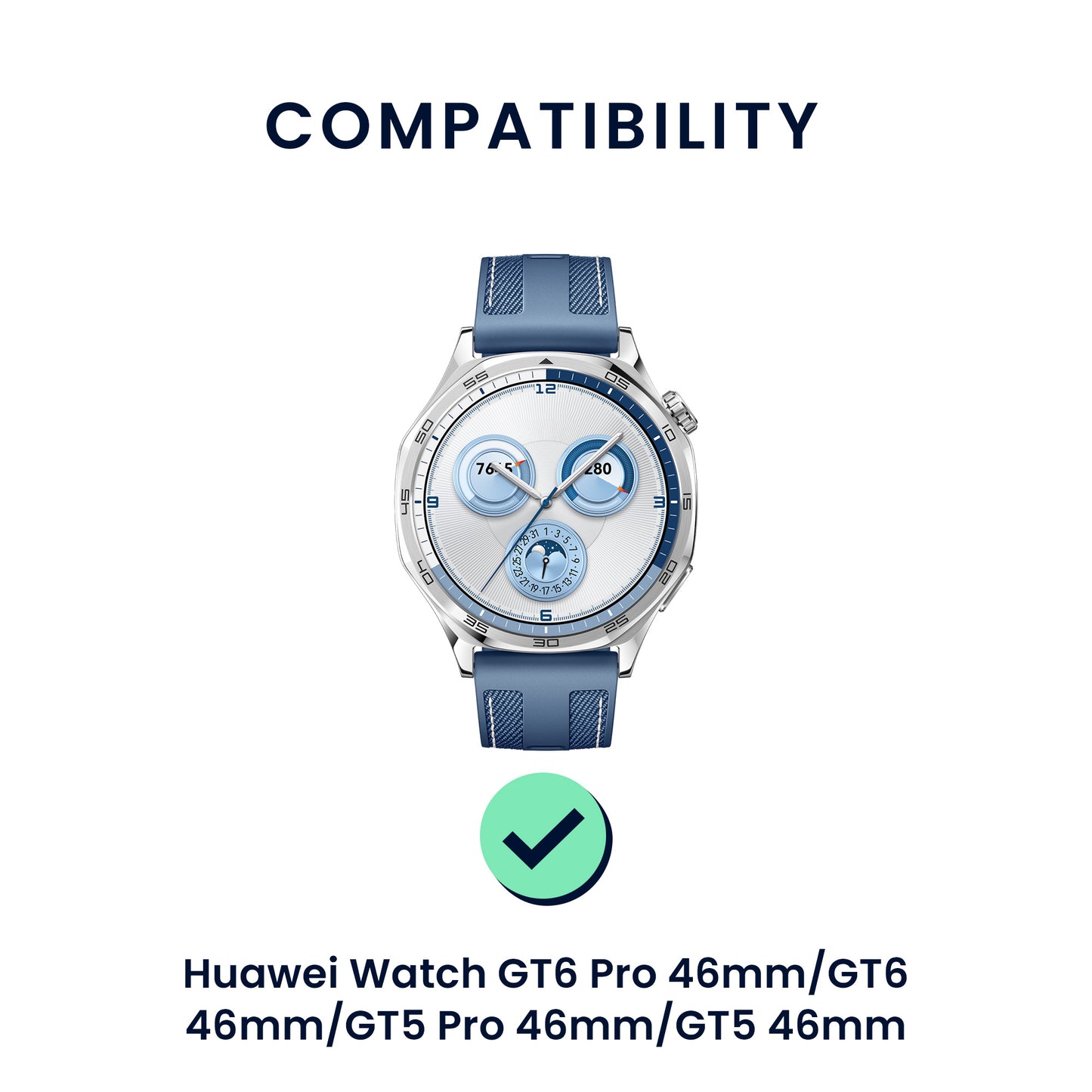 kwmobile Uhrenarmband für Huawei Watch GT6 Pro 46mm / GT6 46mm / GT5 Pro 46mm / GT5 46mm Armband Fitnesstracker Band Set Ersatzarmband Smartwatch