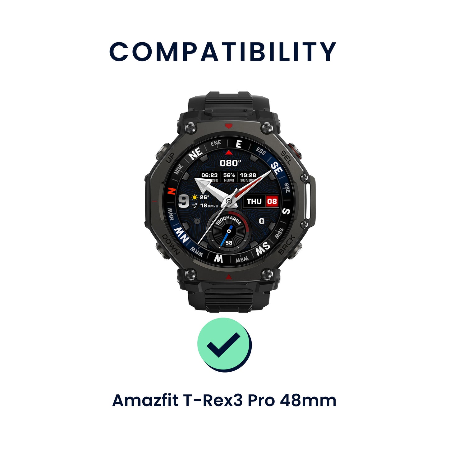 kwmobile Uhrenarmband für Amazfit T-Rex3 Pro 48mm Armband Fitnesstracker Band Set Ersatzarmband Smartwatch