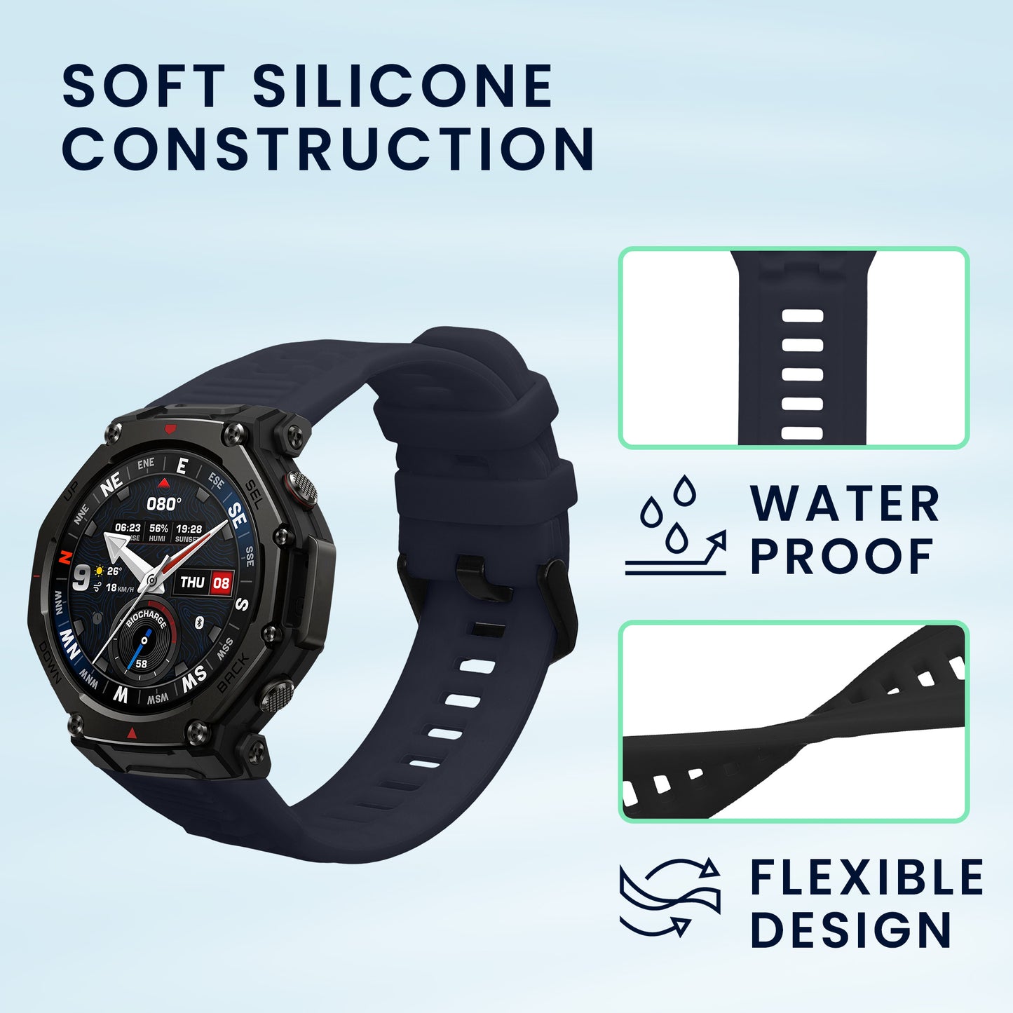 kwmobile Uhrenarmband für Amazfit T-Rex3 Pro 48mm Armband Fitnesstracker Band Set Ersatzarmband Smartwatch
