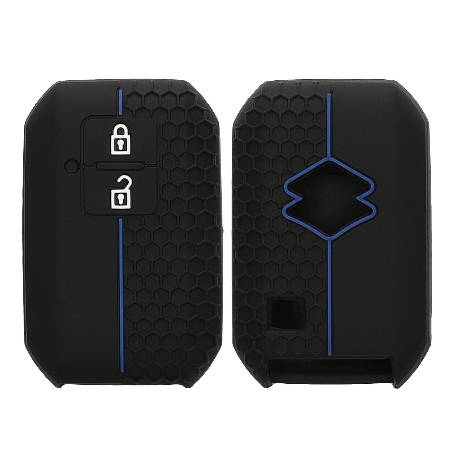 kwmobile Autoschlüssel Schutzhülle kompatibel mit Suzuki 2-Tasten Autoschlüssel Keyless Go Hülle - Schlüsselhülle aus Silikon - in Schwarz Blau Schwarz  [dsg02]