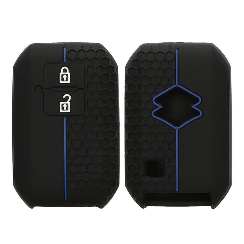 kwmobile Autoschlüssel Schutzhülle kompatibel mit Suzuki 2-Tasten Autoschlüssel Keyless Go Hülle - Schlüsselhülle aus Silikon - in Schwarz Blau Schwarz  [dsg02]