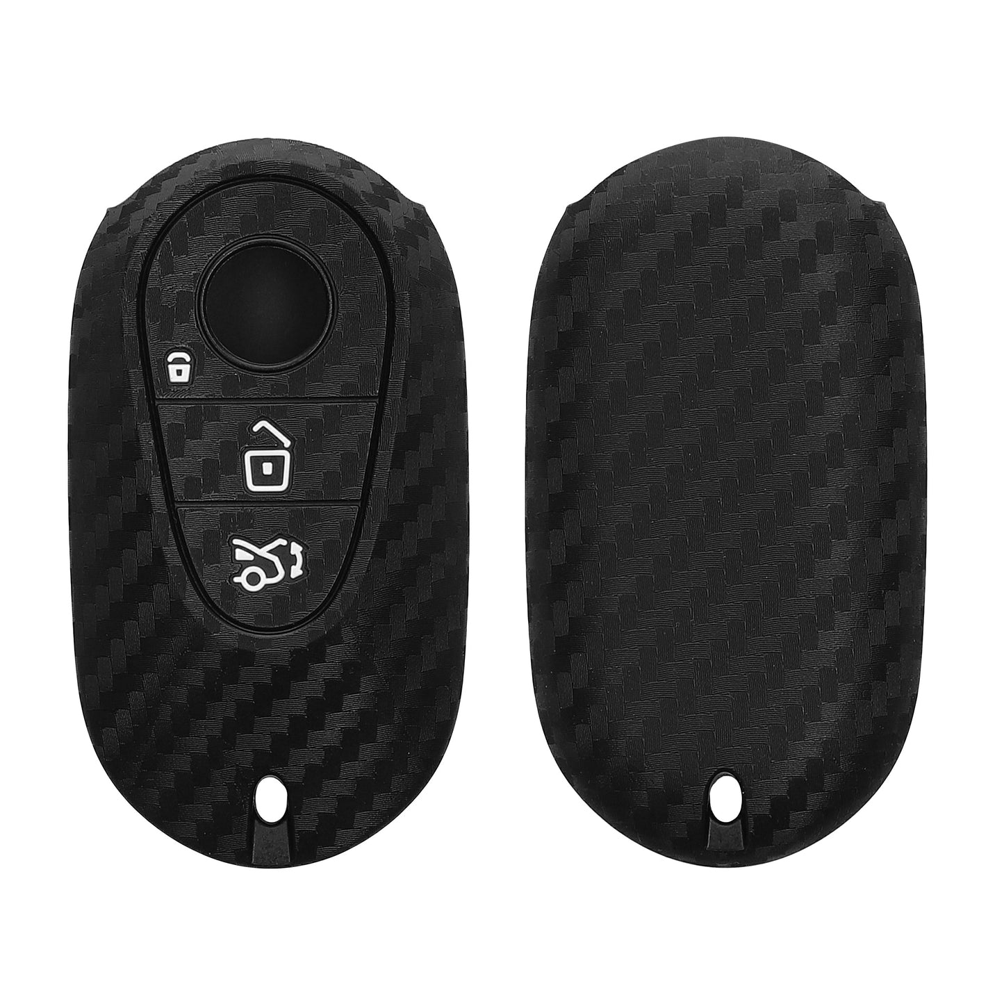 kwmobile Autoschlüssel Hülle kompatibel mit Mercedes Benz 3-Tasten Smart Autoschlüssel Hülle - Schlüsselhülle Carbon Schwarz Schwarz  [dsg01]