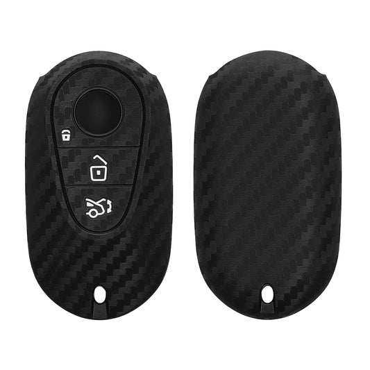kwmobile Autoschlüssel Hülle kompatibel mit Mercedes Benz 3-Tasten Smart Autoschlüssel Hülle - Schlüsselhülle Carbon Schwarz Schwarz  [dsg01]