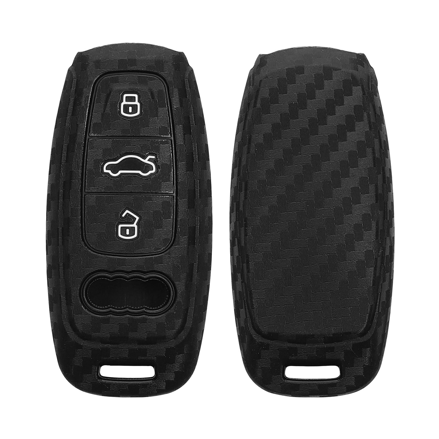 kwmobile Autoschlüssel Hülle kompatibel mit Audi A6 A7 A8 Q7 Q8 3-Tasten Autoschlüssel Keyless Hülle - Schlüsselhülle Carbon Schwarz Schwarz  [dsg01]