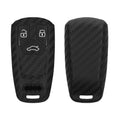 kwmobile Autoschlüssel Hülle kompatibel mit Audi 3-Tasten Smartkey Autoschlüssel (nur Keyless Go) Hülle - Schlüsselhülle Carbon Schwarz Schwarz  [dsg01]