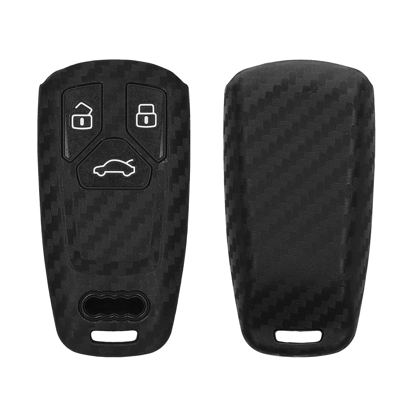 kwmobile Autoschlüssel Hülle kompatibel mit Audi 3-Tasten Smartkey Autoschlüssel (nur Keyless Go) Hülle - Schlüsselhülle Carbon Schwarz Schwarz  [dsg01]