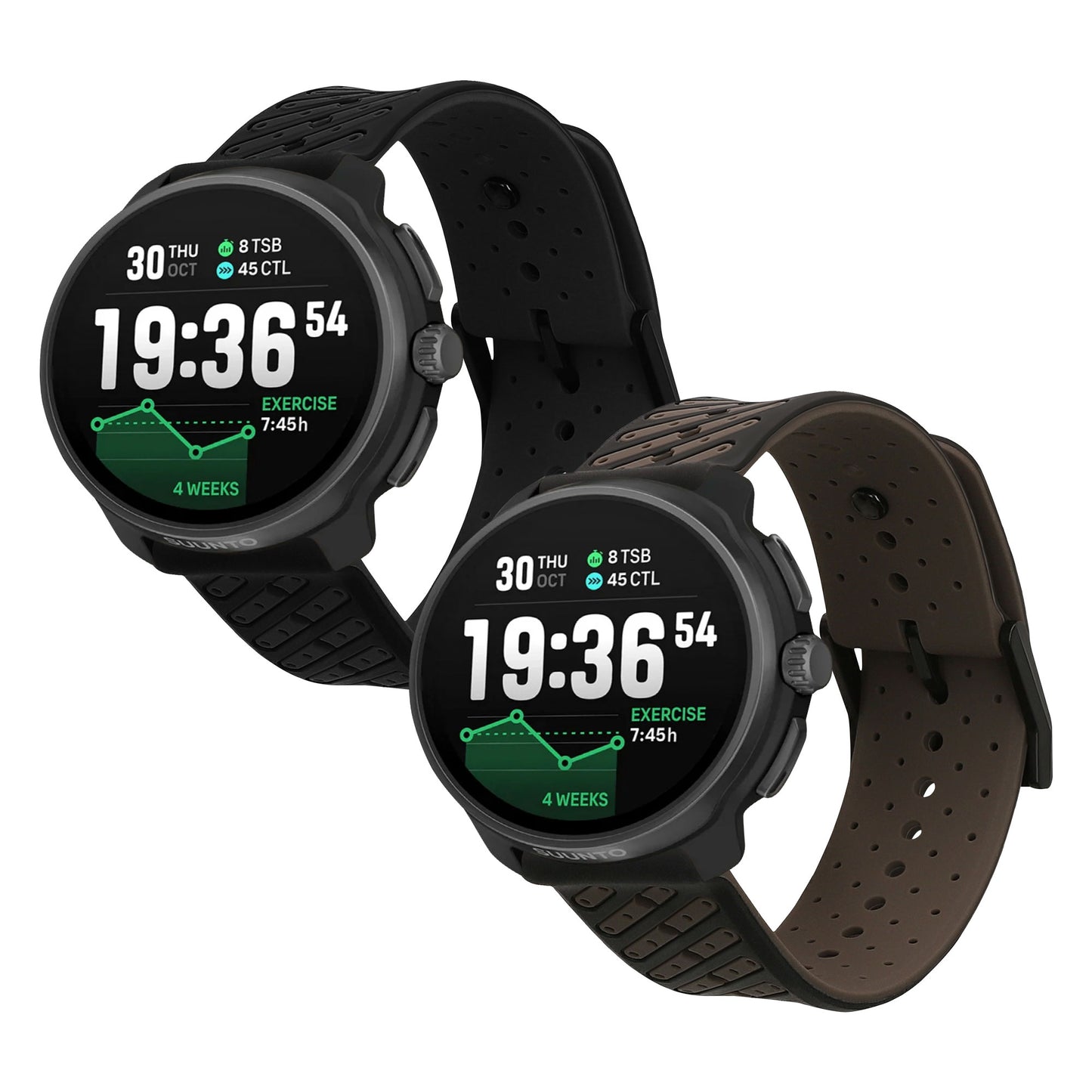 kwmobile 2x Uhrenarmband für Suunto Race 2 / RUN / Race S / Suunto vertical / 9 Peak / 5 Peak Armband - Fitnesstracker Band Set aus TPU Silikon - Ersatzarmband Smartwatch - Schwarz Schwarz Grau Schwarz  [dsg02]