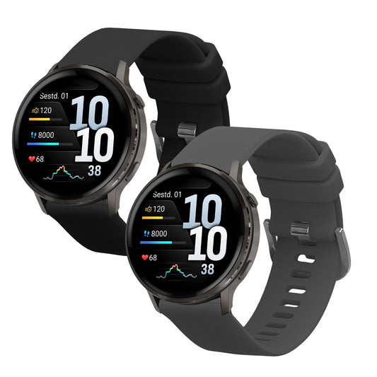 kwmobile 2x Uhrenarmband für Garmin Venu 4 45mm Armband - Fitnesstracker Band Set aus TPU Silikon - Ersatzarmband Smartwatch - Schwarz Grau Schwarz  [dsg01]
