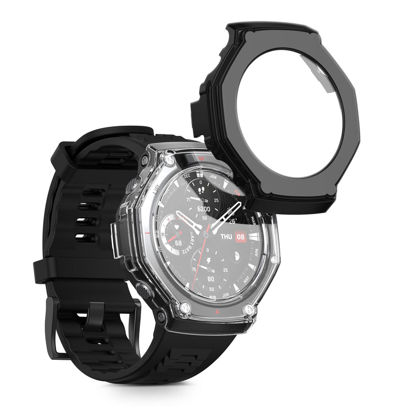 kwmobile Glas Hülle für Amazfit T-Rex 3 Schutzhülle Fullbody Fitnesstracker Case Set