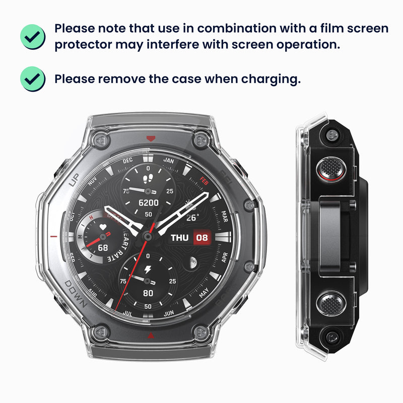 kwmobile Glas Hülle für Amazfit T-Rex 3 Schutzhülle Fullbody Fitnesstracker Case Set