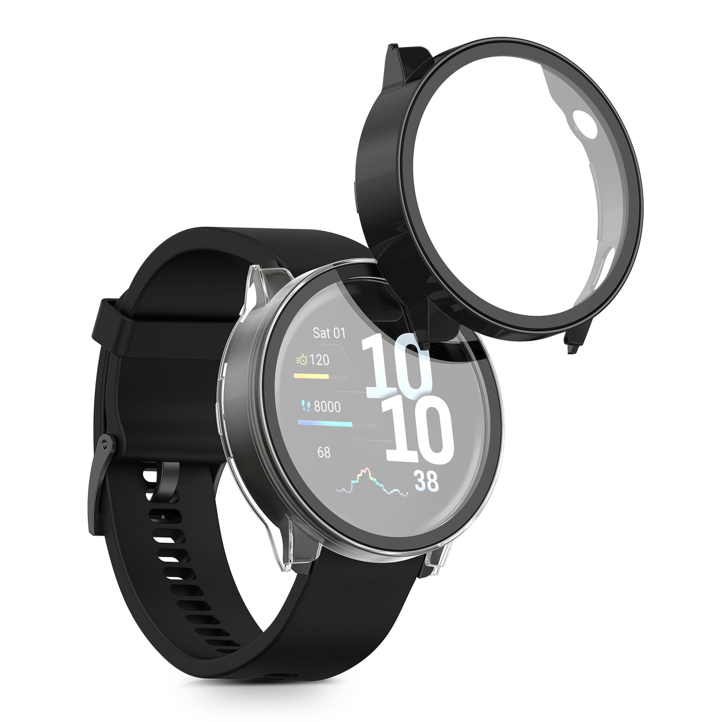 kwmobile Glas Hülle für Garmin Venu 4 45mm Schutzhülle Fullbody Fitnesstracker Case Set