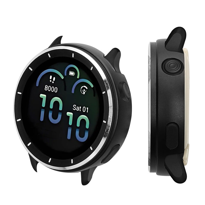 kwmobile Cover kompatibel mit Garmin vivoactive 6 (42mm) / Active 6 Hülle - Fullbody Fitnesstracker Case Set aus Edelstahl - Schwarz Schwarz  [dsg01]