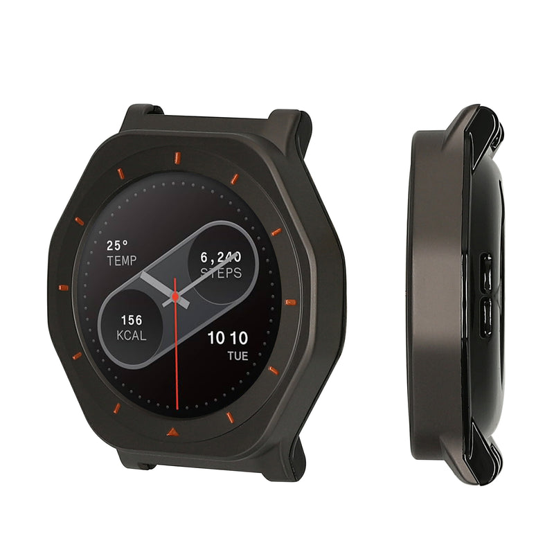 kwmobile Cover kompatibel mit CMF by Nothing Watch Pro 2 (D398) Hülle - Fullbody Fitnesstracker Case Set aus Edelstahl - Schwarz Schwarz  [dsg01]