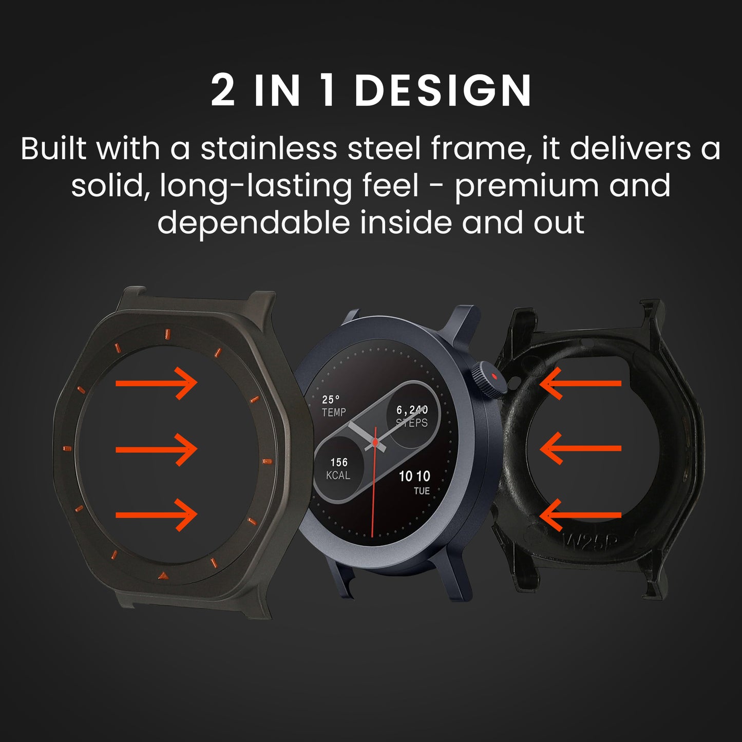 kwmobile Cover kompatibel mit CMF by Nothing Watch Pro 2 Hülle Fullbody Fitnesstracker Case Set aus Edelstahl