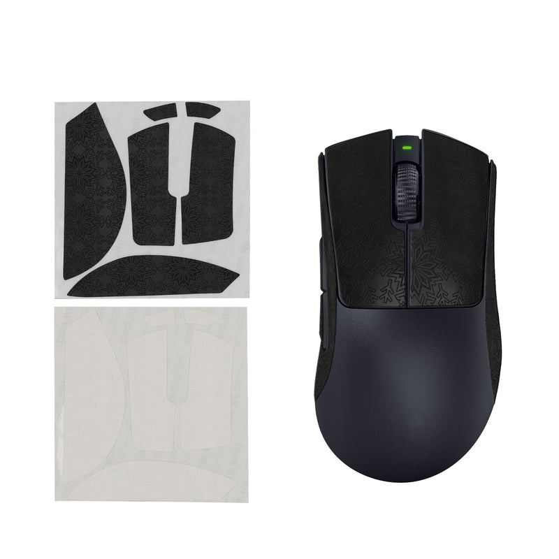 kwmobile Gaming Maus Grip Tape kompatibel mit Razer DeathAdder V3 Pro Maus - Rutschfestes Griffband für PC Maus - Schwarz Weiß Schwarz  
