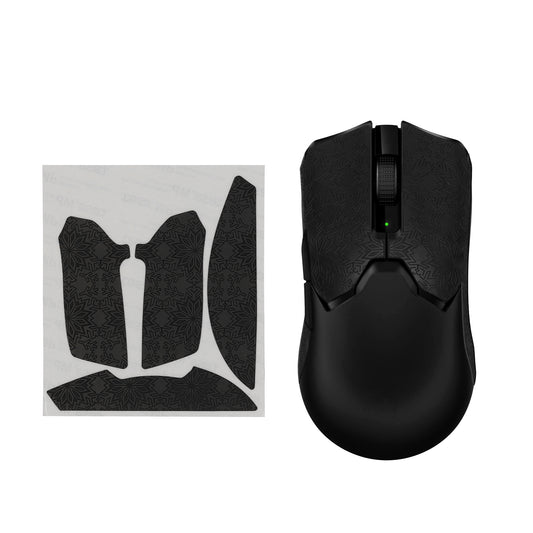 kwmobile Gaming Grip Tape kompatibel mit Razer Viper V2 Pro - Rutschfestes Griffband für PC Maus - Schwarz Weiß Schwarz  