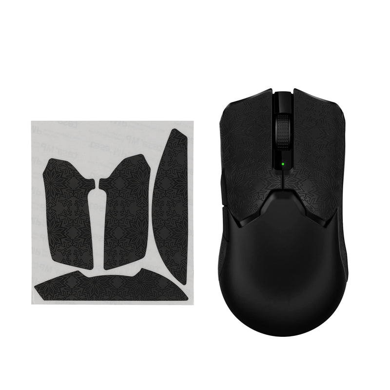 kwmobile Gaming Grip Tape kompatibel mit Razer Viper V2 Pro - Rutschfestes Griffband für PC Maus - Schwarz Weiß Schwarz  