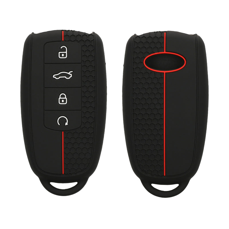 kwmobile Autoschlüssel Schutzhülle kompatibel mit Chery Omoda C5 / Jaecoo 7 / Tiggo 7 Pro 8 Pro / Arrizo 5 Hülle - Schlüsselhülle aus Silikon - in Schwarz Rot Schwarz  [dsg01]