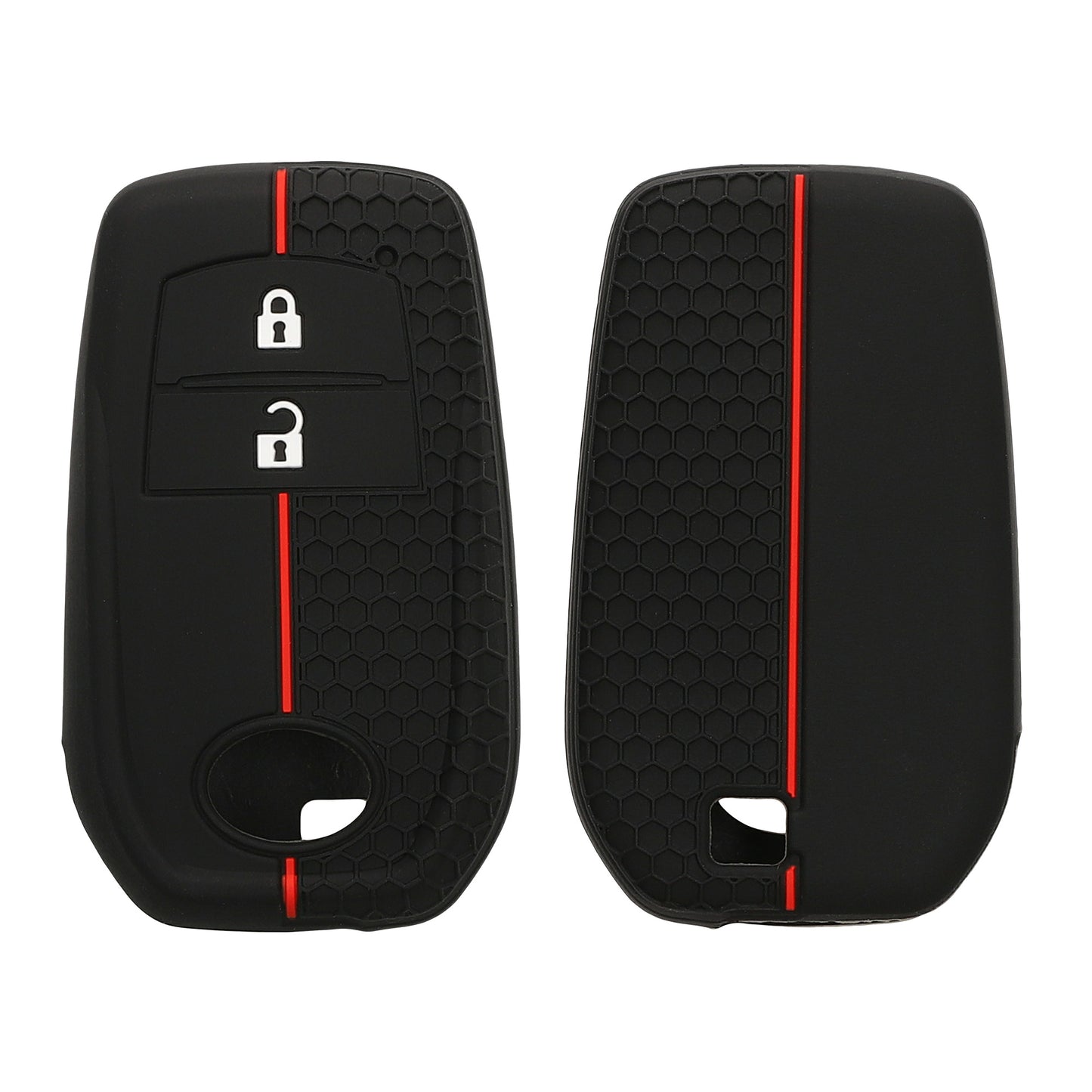 kwmobile Autoschlüssel Schutzhülle kompatibel mit Toyota 2/3 Button Aygo Yaris Cross RAV4 GR 2020-2024 Hülle - Schlüsselhülle aus Silikon - in Schwarz Rot Schwarz  [dsg01]