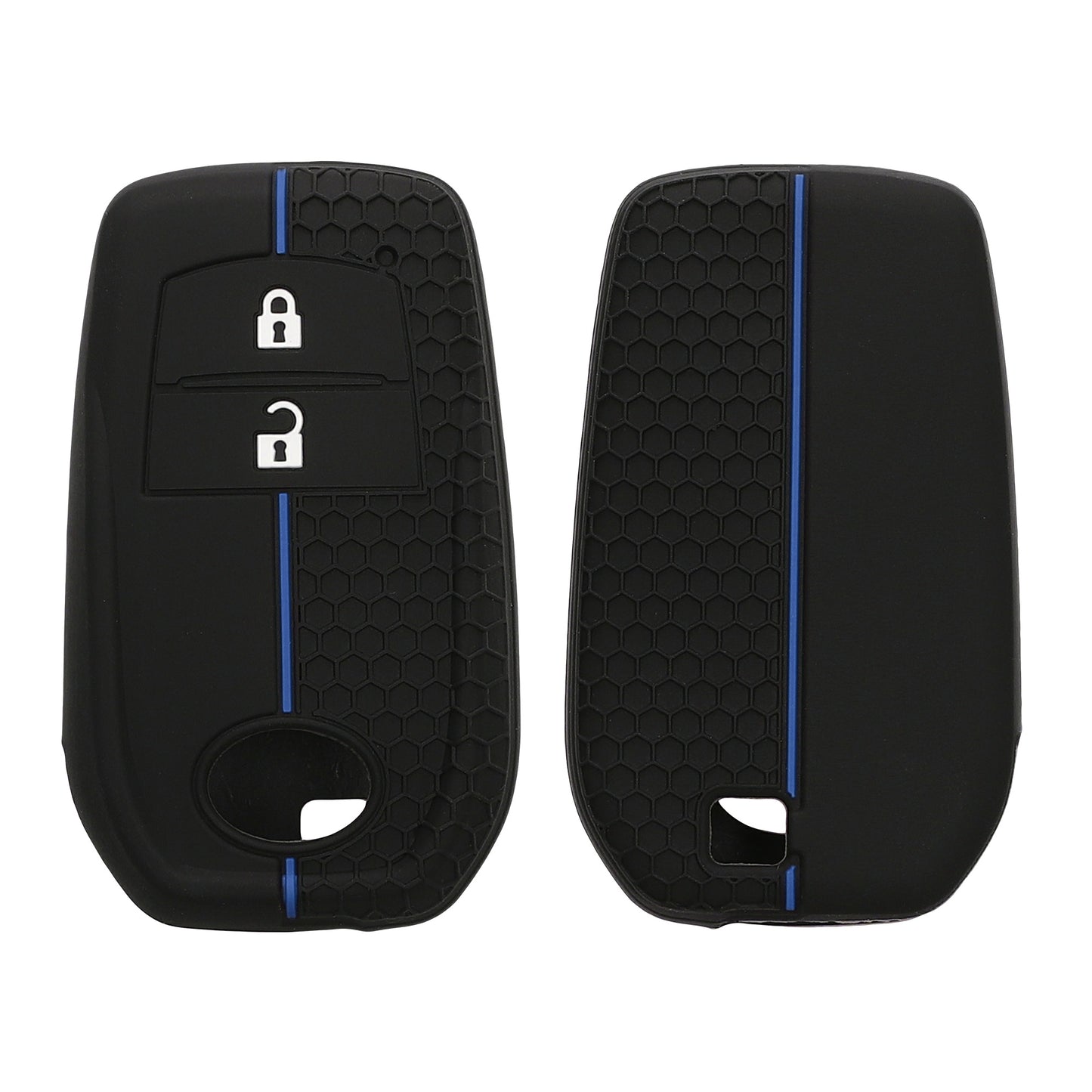 kwmobile Autoschlüssel Schutzhülle kompatibel mit Toyota 2/3 Button Aygo Yaris Cross RAV4 GR 2020-2024 Hülle - Schlüsselhülle aus Silikon - in Schwarz Blau Schwarz  [dsg02]