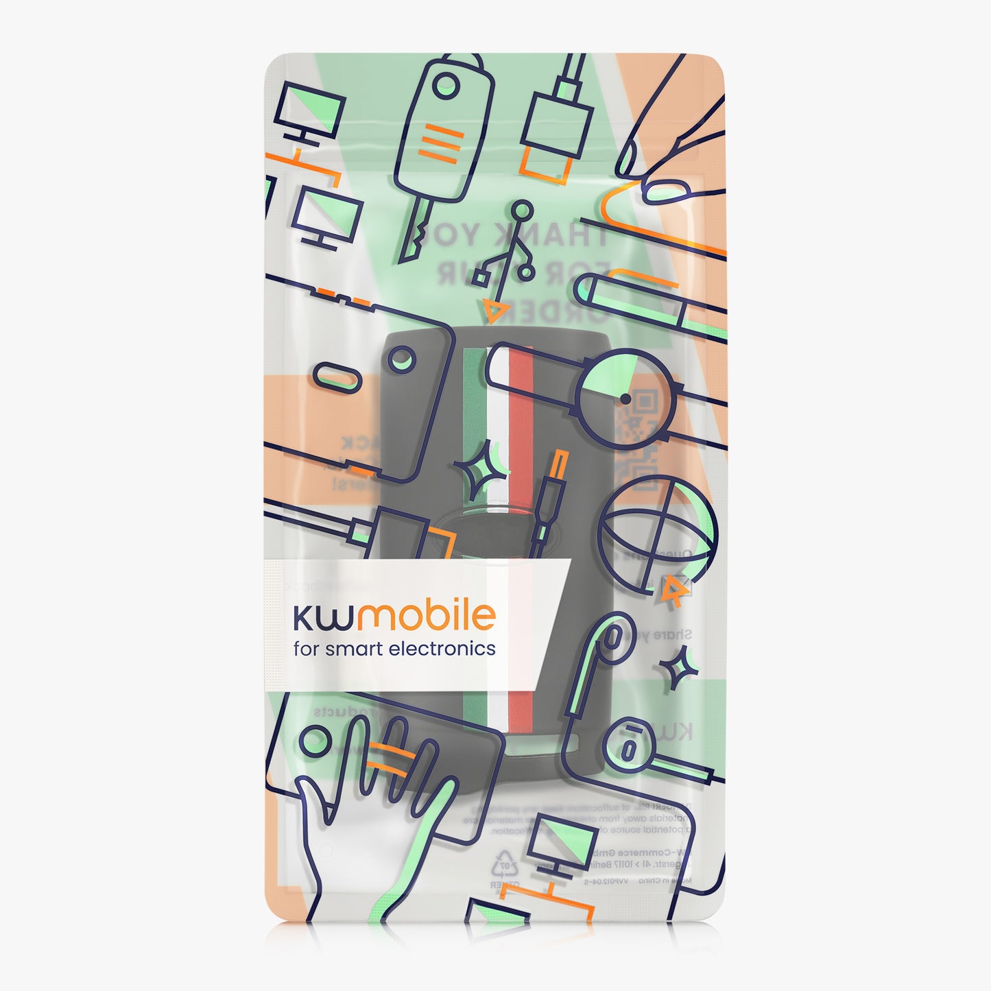 kwmobile Autoschlüssel Hülle kompatibel mit Fiat 600 600e Hybrid Grande Panda Doblo K9 III Hülle - Schlüsselhülle Italien Streifen
