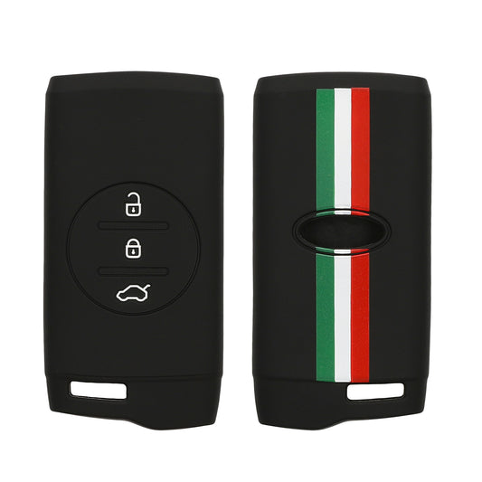 kwmobile Autoschlüssel Hülle kompatibel mit Fiat 600 600e Hybrid Grande Panda Doblo K9 III Hülle - Schlüsselhülle Italien Streifen Grün Rot Schwarz Grün  [dsg01]