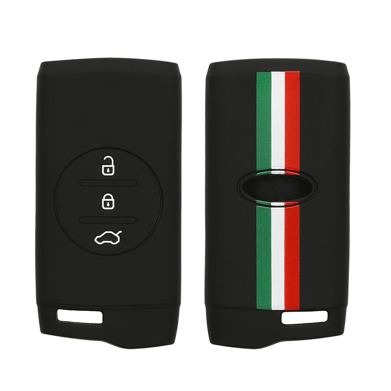 kwmobile Autoschlüssel Hülle kompatibel mit Fiat 600 600e Hybrid Grande Panda Doblo K9 III Hülle - Schlüsselhülle Italien Streifen Grün Rot Schwarz Grün  [dsg01]